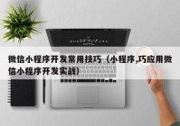 微信小程序開發(fā)常用技巧（小程序,巧應(yīng)用微信小程序開發(fā)實(shí)戰(zhàn)）